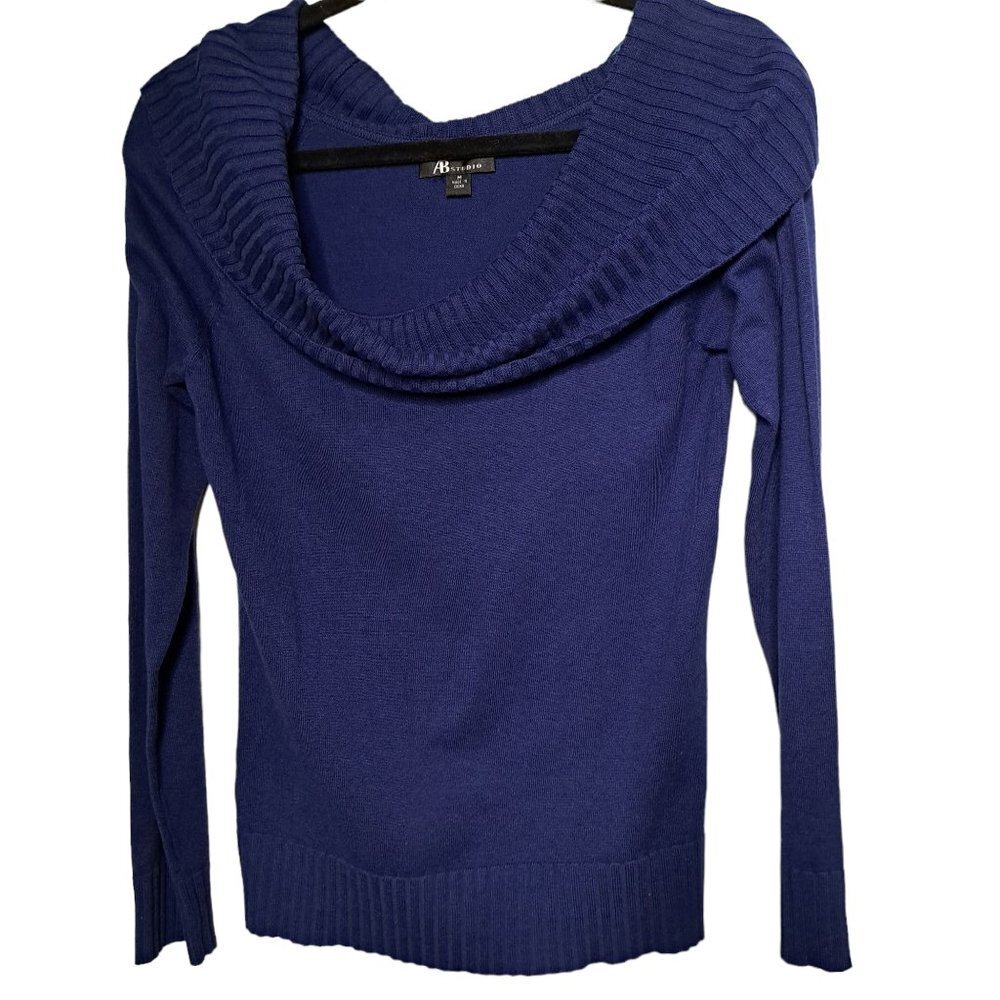NEW AB Studios Women's Royal Blue Cowlneck Pullover Sweater Size Medium